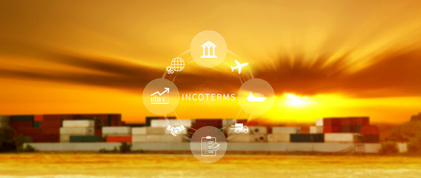 INCOTERMS business concept. INCOTERMS international trade terms, logistics concept, diagram for global supply chain management. not ai