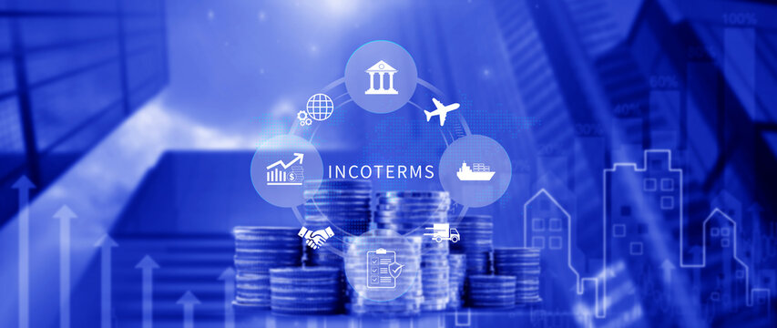 INCOTERMS business concept. INCOTERMS international trade terms, logistics concept, diagram for global supply chain management. not ai