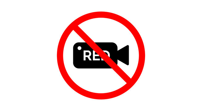 No Recording Camera Icon with Video Camera Symbol Crossed Out and Recording Restriction Warning Sign
