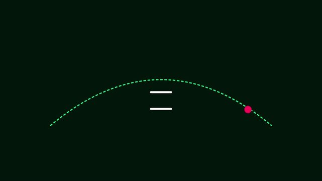 Minimalist motion red dot following a curved path with equal sign symbol animation 4k motion minimalist