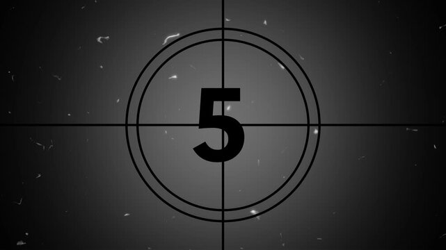 Retro style analog countdown from 10 to 0 with film frame change animation and grey overlay.10 to 0 with film frame countdown animation .4kvideo