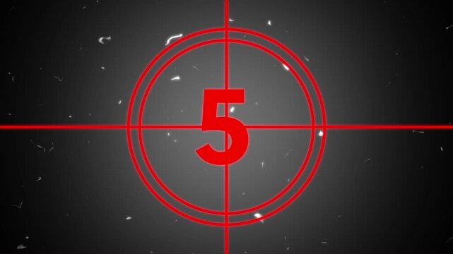 Retro style analog countdown from 10 to 0 with film frame change animation and grey overlay.10 to 0 with film frame countdown animation .4kvideo
