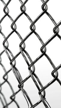 Chain link fence isolated on , metal mesh barrier for security and property protection