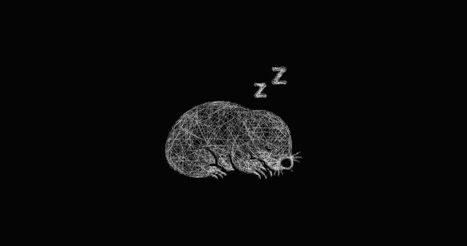 Sketch sleeping mole icon animation - smooth progressive reveal