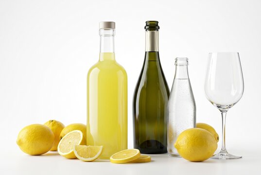 Limoncello Spritz Ingredients with Lemons and Prosecco