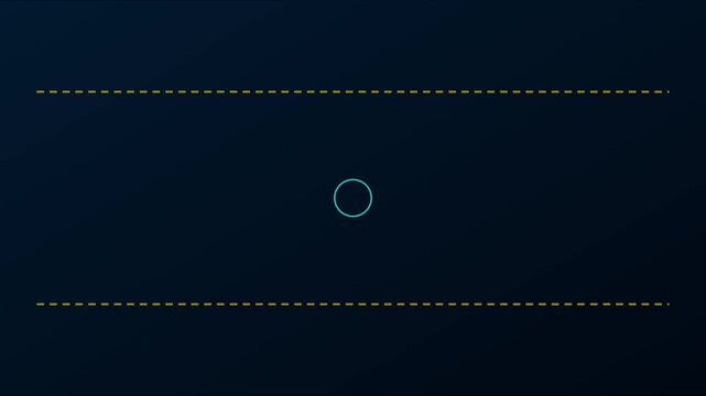Minimalist loading circle animation with horizontal dashed lines on dark blue 4k background progress