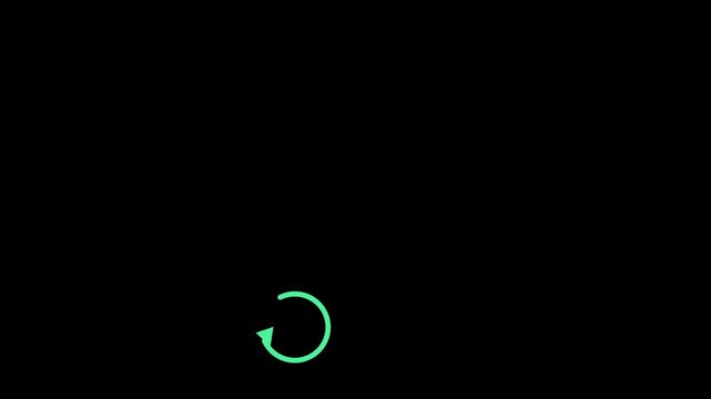 Minimalist green loading spinner animation for digital interface and web 4k progress