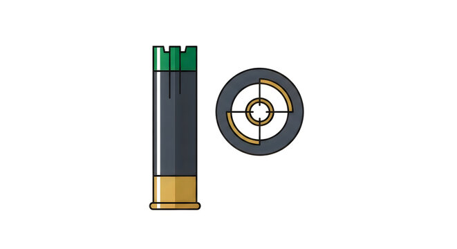 Shotgun Shell and Target Crosshair Vector Illustration for Hunting