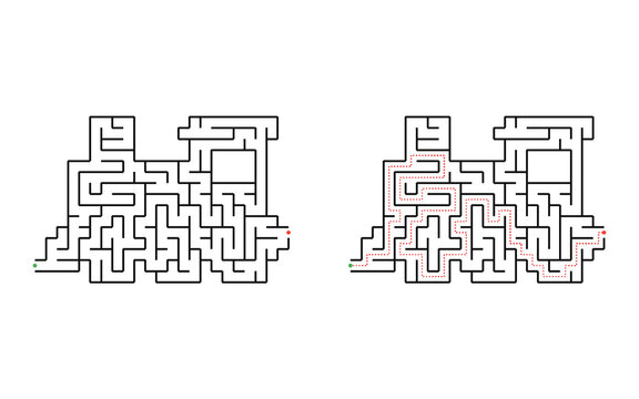 Easy train maze puzzle with solution for kids black and white printable educational transportation labyrinth game