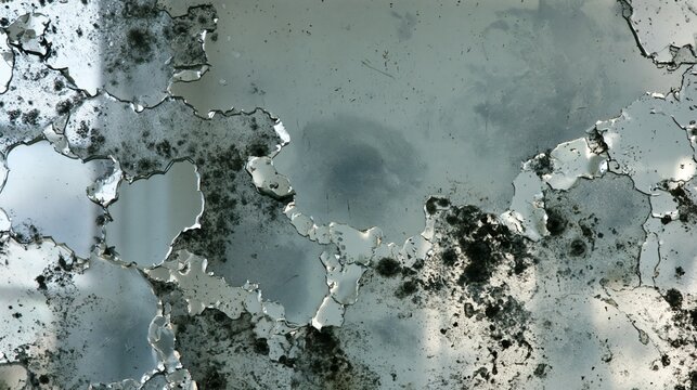 Antique foxed mirror texture with flaking silvering and dark spotting