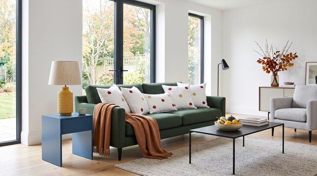Cozy Autumn Living Room with Seasonal Decor