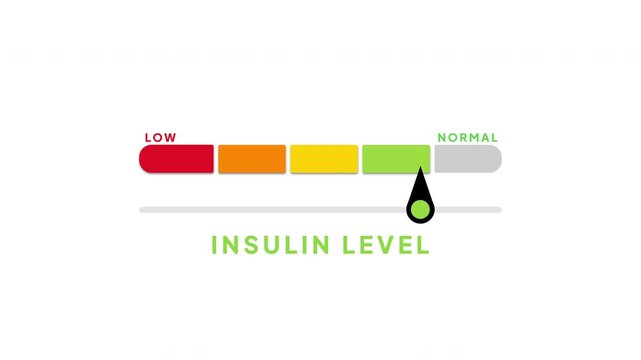 Insulin Level Meter Gauge Animation with Hormone Indicator and Blood Sugar Health Infographic
