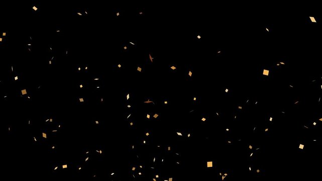 Realistic party popper confetti blast with multicolored glitter paper falling isolated on a transparent background, smooth alpha matte channel for CGI scene compositing