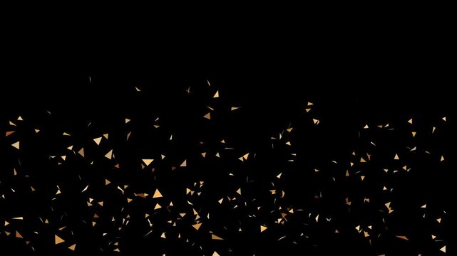 x5 gold confetti rain launched from a cannon slowly falling - separated alpha channel. 4k