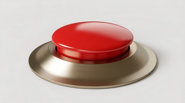 Round red push button on a metallic base