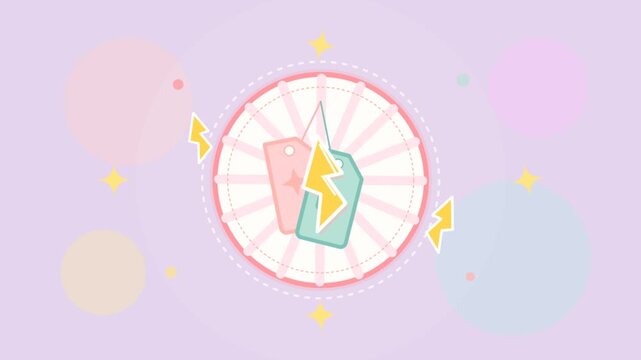 Cute pastel flash sale banner template with price tag lightning bolt and sparkle vector illustration for shopping discount
