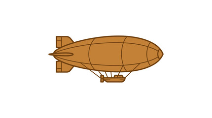Vintage brown steampunk airship zeppelin icon. © sea