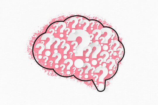 Thinking Brain with Question Marks design