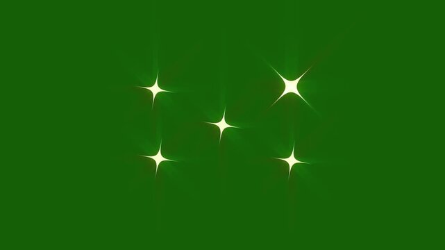 Sparkle star twinkle motion graphics featuring white cartoon flat vector doodles,Twinkling stars 4k animation shiny glowing stars, fairy twinkle stars on green screen,seamless 4K video animation