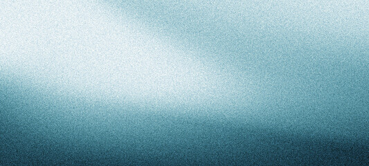 Obraz premium Cyan blue grain texture background, glowing light to dark grainy gradient poster backdrop, abstract website header, banner, landing page cover or digital wallpaper design