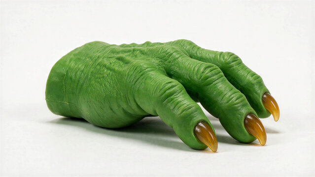 Green monster hand with long sharp nails for halloween