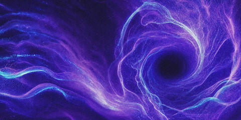 Abstract purple galaxy background. Cosmic nebula swirl with glowing stardust particles. © Nasrin