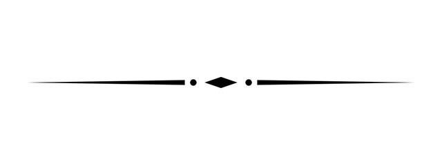Black decorative divider line with a diamond shape and dots in the center for text separation © Risad