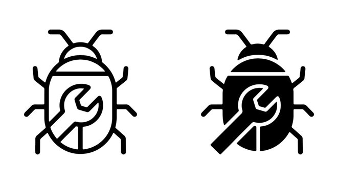 Bug Fix Icon, Software Debugging Symbol, IT Repair Tool, Digital Problem Solving Vector