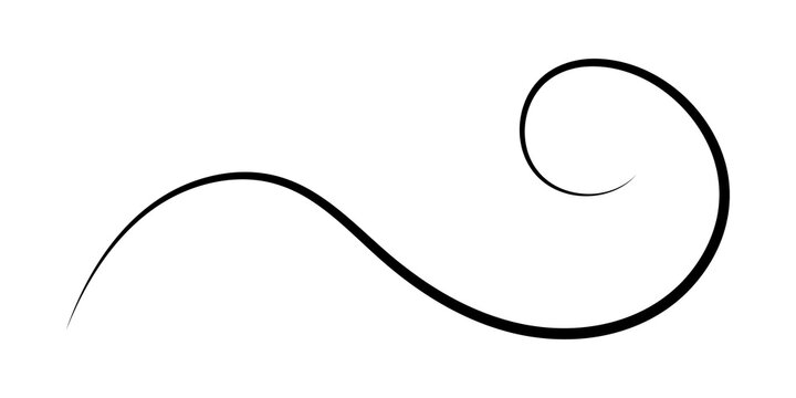 Simple black ink brush stroke with a smooth spiral swirl shape
