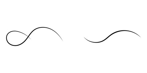 Fototapeta premium Two simple black hand drawn curved lines isolated on a plain surface