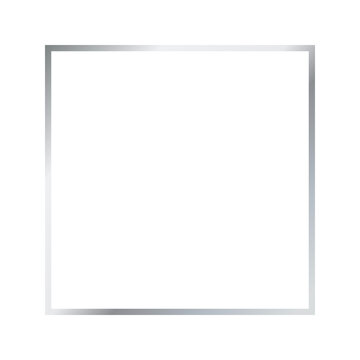 Shiny silver metallic square frame border on a simple flat surface