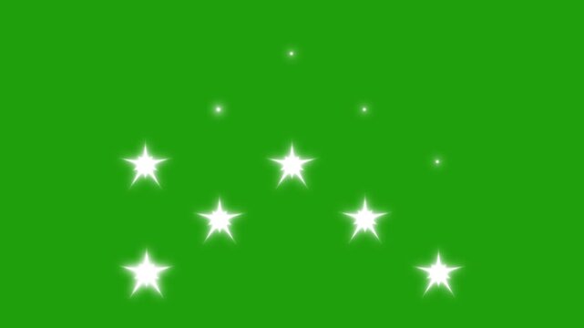 white star blinking animation, twinkling Star or blinking light effect on green screen background,white cartoon,flat,vector,sparkling stars,doodles style stars blinking.4k Alpha Channel animation