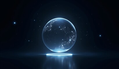 Fototapeta premium Transparent Holographic Sphere Containing a Digital Universe
