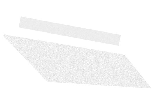 Abstract white geometric shapes consisting of a thin rectangle and a parallelogram isolated on transparent background