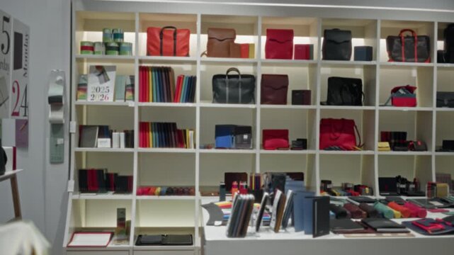 Blurred shop interior with shallow bokeh on shelves and defocused merchandise background; backplate copyspace template calm.