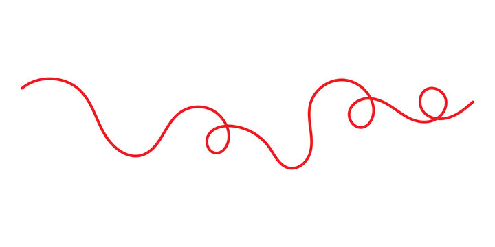 Single continuous red line drawing with loops and curves