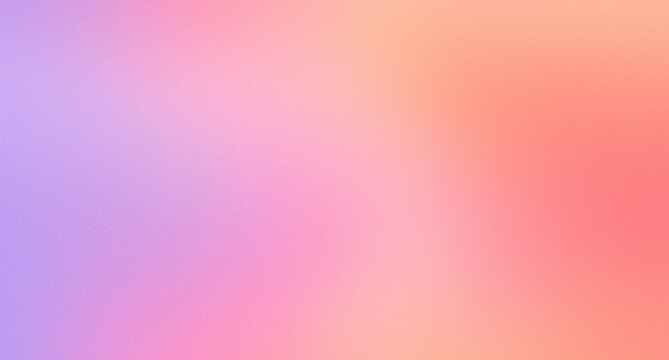 Abstract soft pastel background with purple lilac pink coral peach gradient aura blur and vintage grainy noise texture