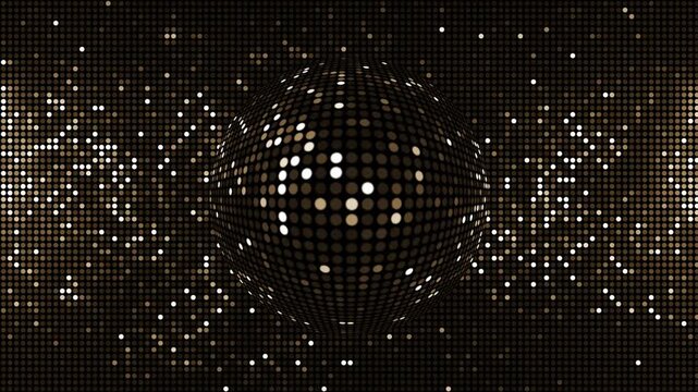 Shiny golden LED video wall background with flashing glittering gold disco lights. Glitzy full HD animation suitable for events, nightclub visuals or as a party background.