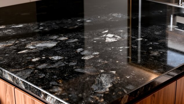 Premium black granite texture with polished natural stone surface