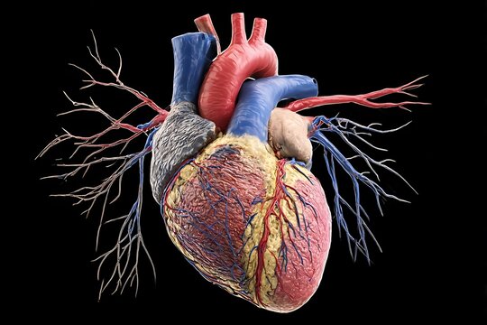 Detailed anatomical illustration of a human heart
