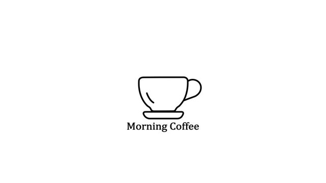 Minimalist morning coffee animation with rising steam, simple line for cafe branding and breakfast concepts