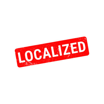 Red localized rubber stamp on white background, grunge textured localized ink stamp vector, business localization concept graphic