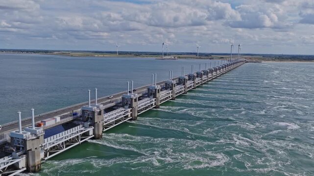 Oosterschelde Storm Surge Barrier (Zeeland, The Netherlands) | Drone