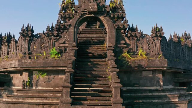 Bajra Sandhi or Monumen Taman Mumbul monument to the struggle for independence Bali, Indonesia 4K Aerial view