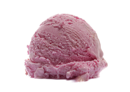 Ice cream ball strawberry flavored isolated on white background