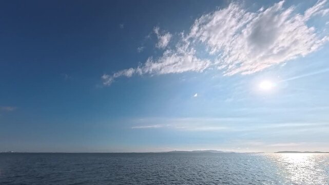 Refreshing marine landscape background footage of midsummer sun and blue sky for commercial and promo