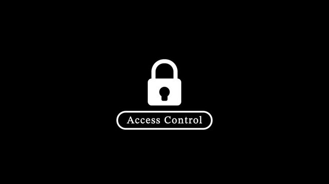 Access control system security concept with animated padlock on black background, protection authentication