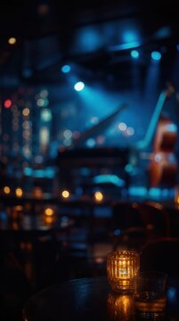 Cozy jazz club scene with candlelit tables, perfect for a mobile wallpaper.