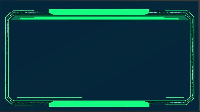 HUD futuristic video frame animation with green square tech border 4K alpha channel GUI digital overlay
