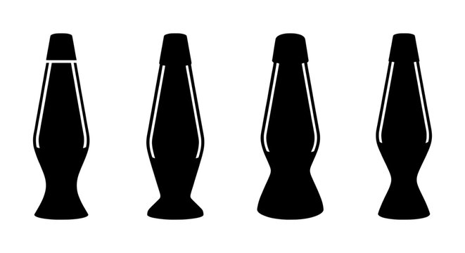 Retro Lava Lamps, Vintage Style, Psychedelic Decor, 4 Black Silhouettes